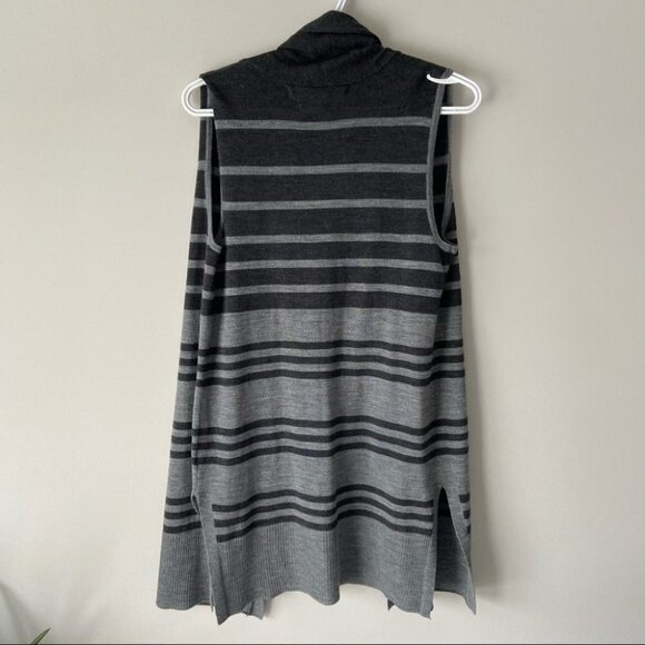 Max Studio Striped Extra Fine Merino Wool Sleeveless Cardigan - Picture 14 of 14
